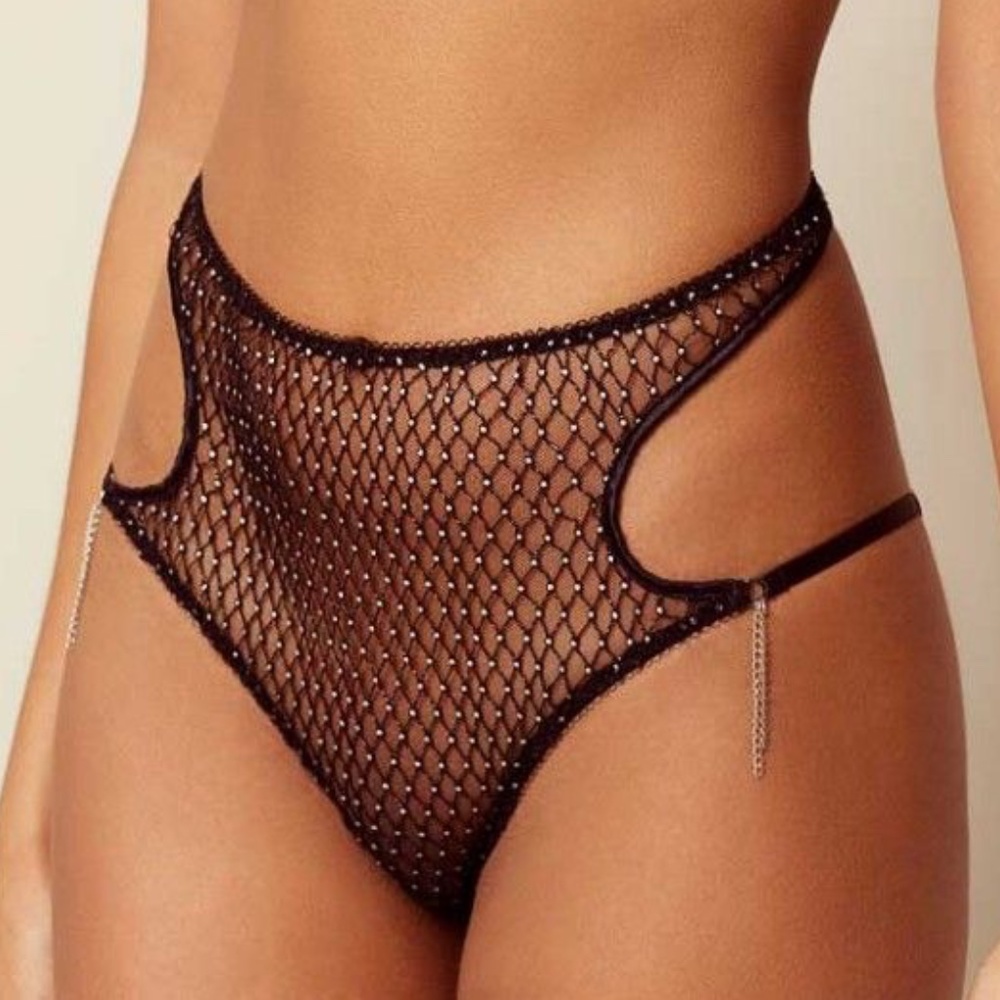 Agent Provocateur Madge Black Silver Brief AP4 Large NWT $145
